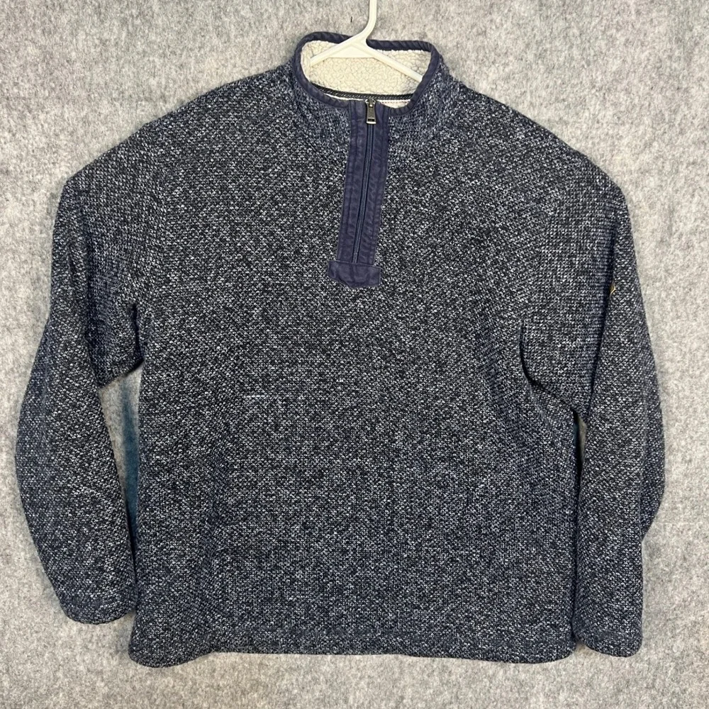 Orvis Men's Classic Collection Quarter Zip Sherpa Lined Pullover Navy Blue Large